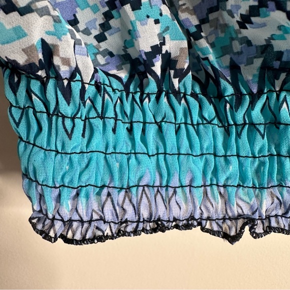 Women’s Lace V Neck Silk Blend Blue Sleeveless Top XL - Picture 5 of 9